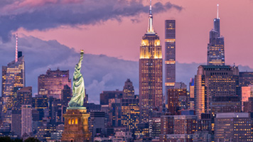Iconic View of New York City and Statue of Liberty